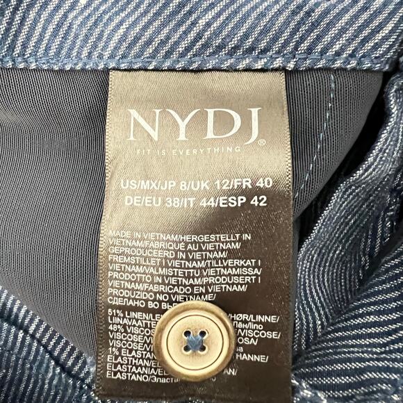 CURVES 360 by NYDJ Wide Leg Linen Blend Pants in Auga Stripe  8 - Picture 8 of 10